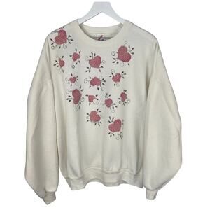 Vintage Granny Textured Pink Glitter Hearts Crewneck Sweatshirt - 3X